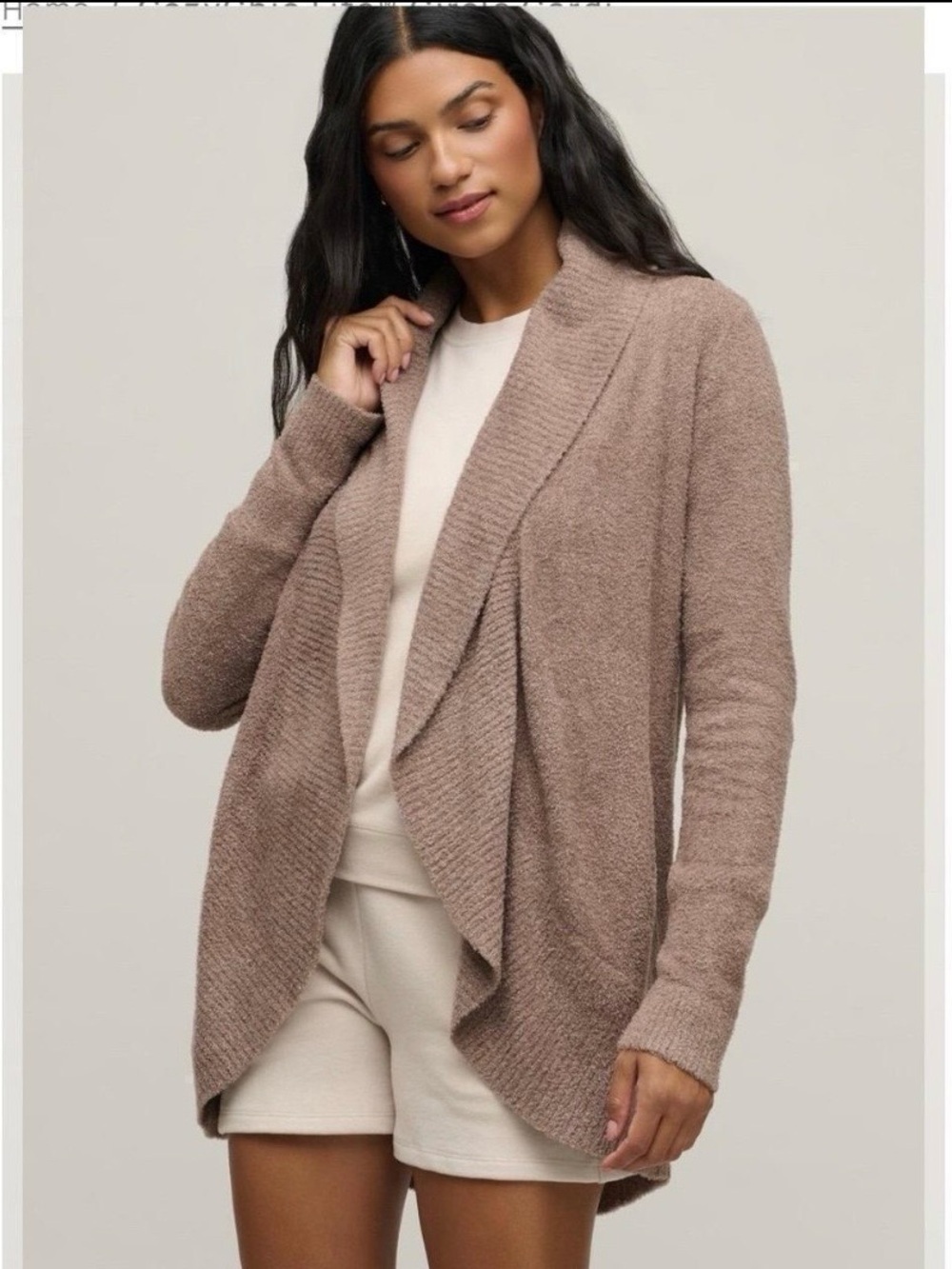 Barefoot Dreams Women's Open-Front Cardigan Sweater - Taupe